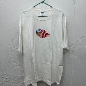 American Flag Eagle Embroidered USA Red White Blue Fourth 4th of July Tshirt